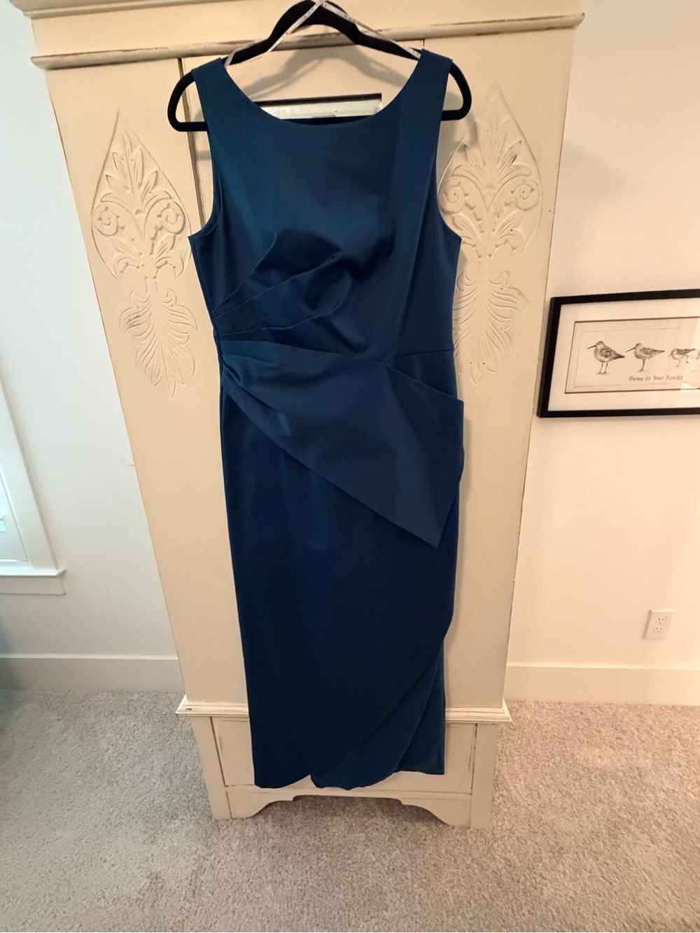 Kay Unger Sleeveless Teal Sheath Dress - Elegant Gathered Detail